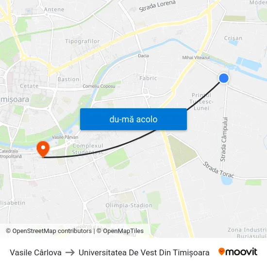 Harta de Vasile Cârlova către Universitatea De Vest Din Timișoara