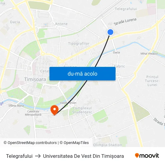 Harta de Telegrafului către Universitatea De Vest Din Timișoara