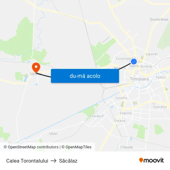 Harta de Calea Torontalului către Săcălaz