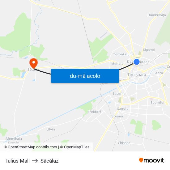 Harta de Iulius Mall către Săcălaz