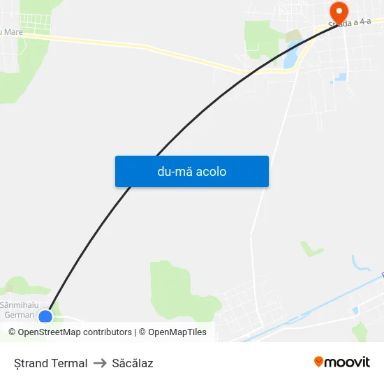 Harta de Ștrand Termal către Săcălaz