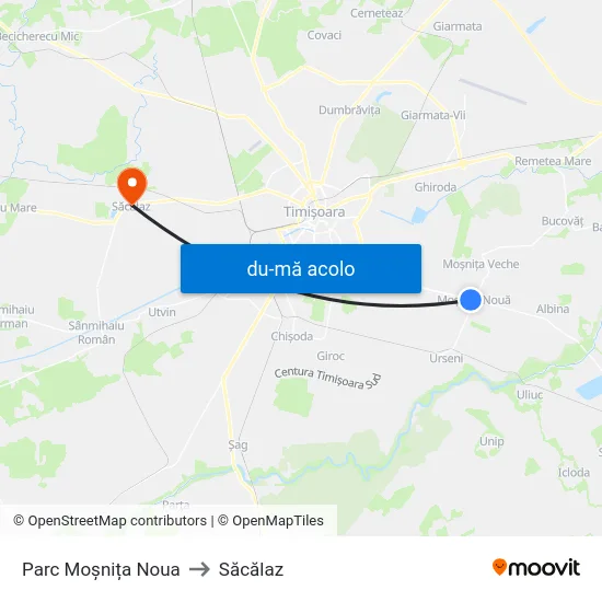 Harta de Moșnița Nouă | Parc către Săcălaz