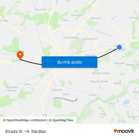 Harta de Strada III către Săcălaz