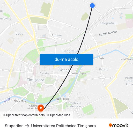 Harta de Stuparilor către Universitatea Politehnica Timișoara