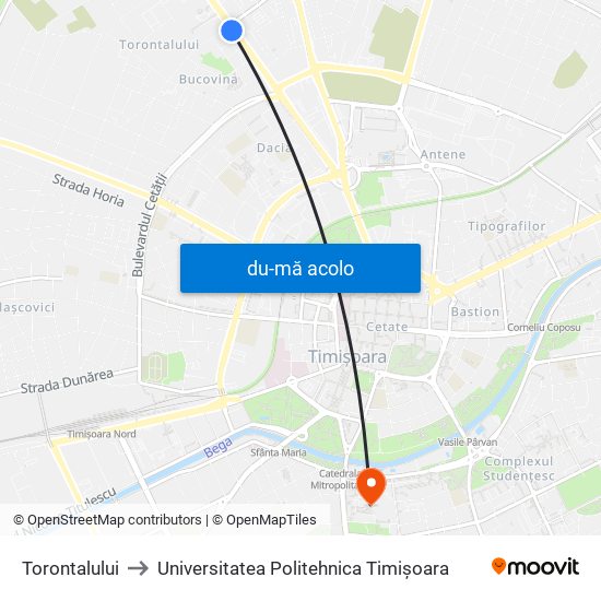 Harta de Torontalului către Universitatea Politehnica Timișoara