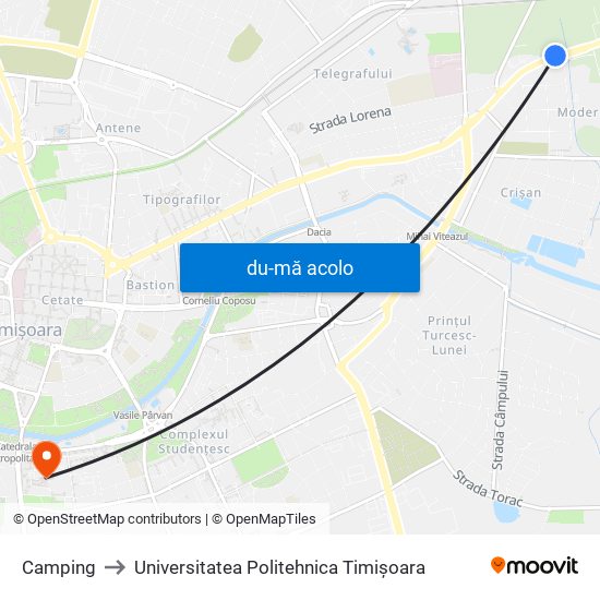 Harta de Camping către Universitatea Politehnica Timișoara
