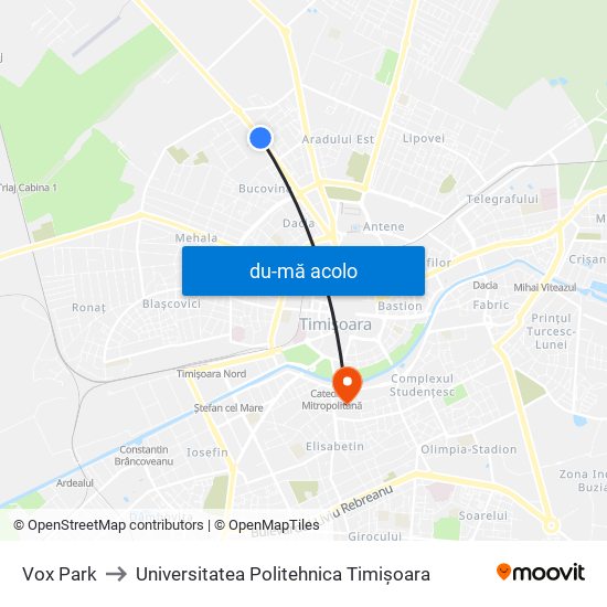 Harta de Vox Park către Universitatea Politehnica Timișoara