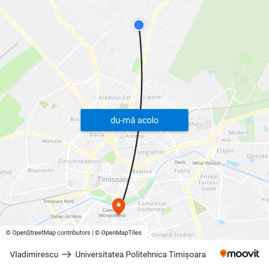 Harta de Vladimirescu către Universitatea Politehnica Timișoara