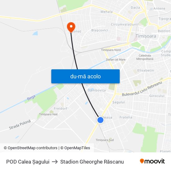 Harta de POD Calea Șagului către Stadion Gheorghe Răscanu