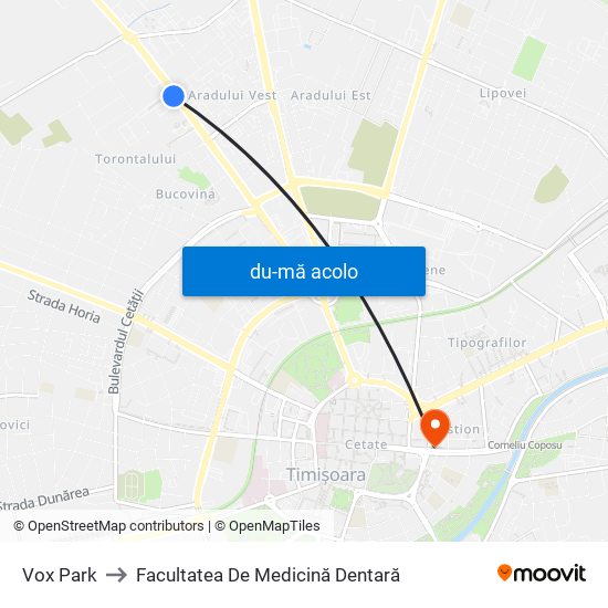 Harta de Vox Park către Facultatea De Medicină Dentară