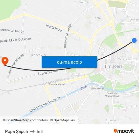 Harta de Popa Șapcă către Iml