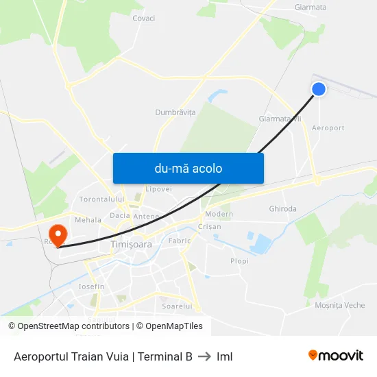 Harta de Aeroportul Traian Vuia | Terminal B către Iml