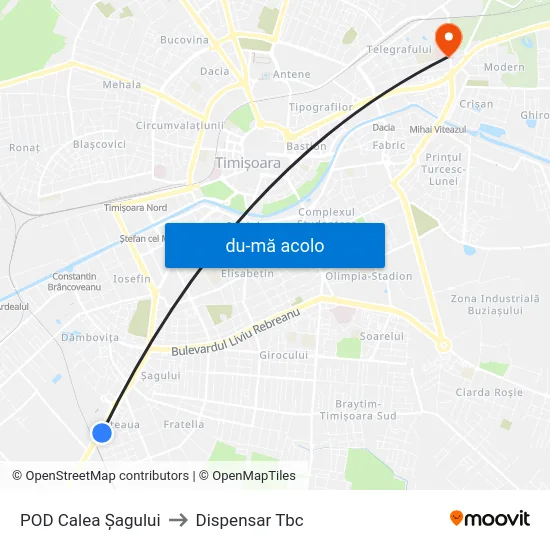 Harta de POD Calea Șagului către Dispensar Tbc