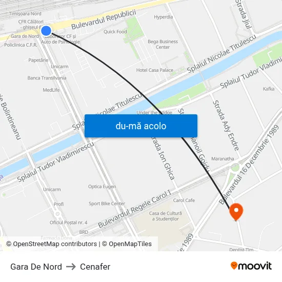 Harta de Gara De Nord către Cenafer
