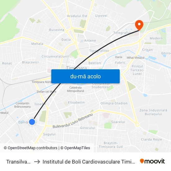 Harta de Transilvania către Institutul de Boli Cardiovasculare Timisoara