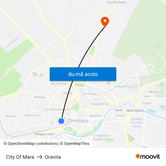 Harta de City Of Mara către Oravita