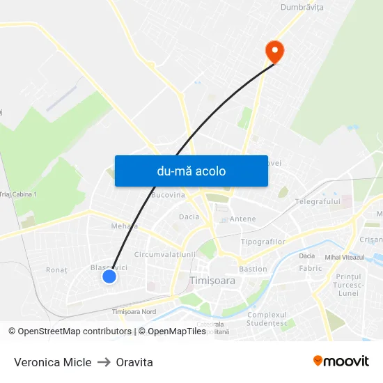 Harta de Veronica Micle către Oravita