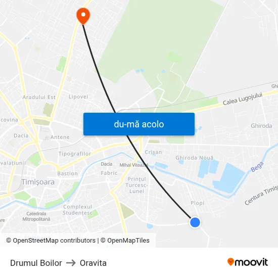 Harta de Drumul Boilor către Oravita