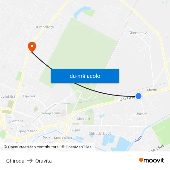 Harta de Ghiroda | Dn6 către Oravita