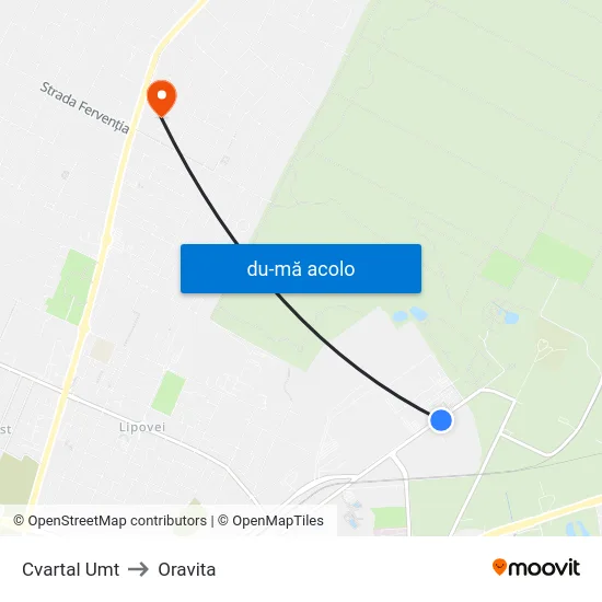 Harta de Cvartal Umt către Oravita