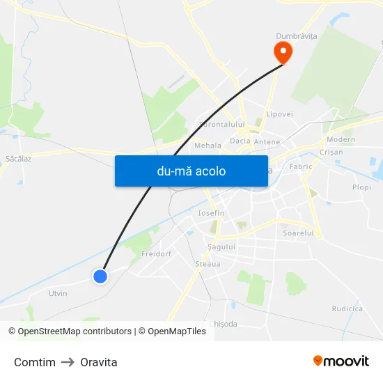 Harta de Comtim către Oravita