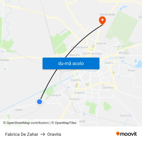 Harta de Fabrica De Zahar către Oravita