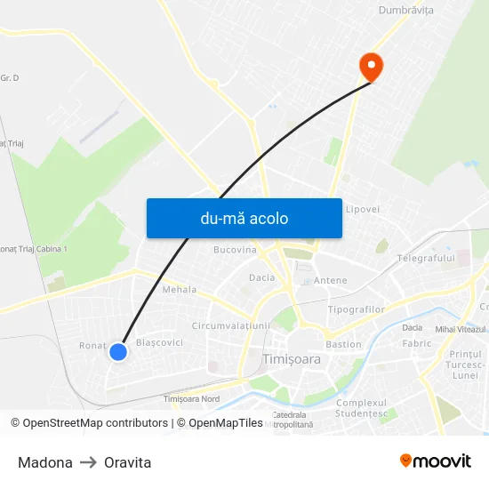 Harta de Madona către Oravita