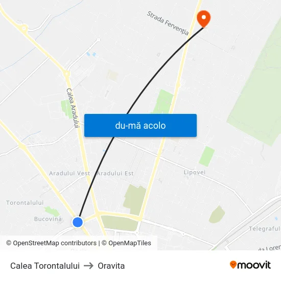 Harta de Calea Torontalului către Oravita