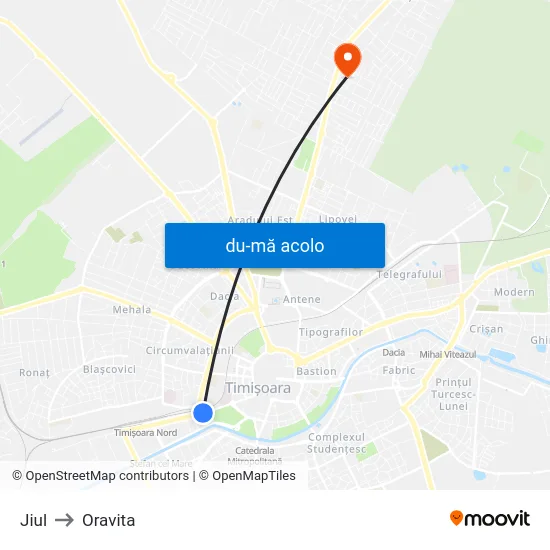 Harta de Pasaj Jiul către Oravita