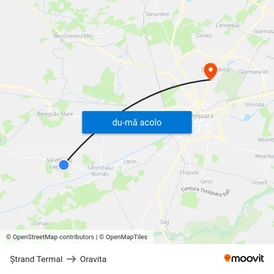 Harta de Ștrand Termal către Oravita