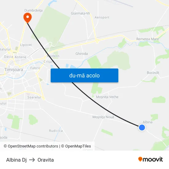 Harta de Albina | Dj592 către Oravita