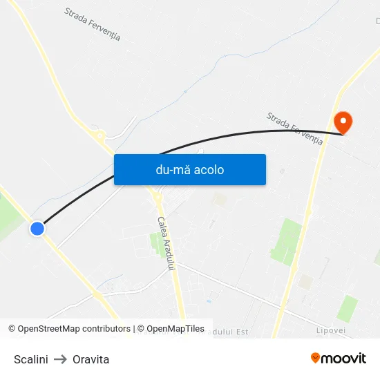 Harta de Scalini către Oravita