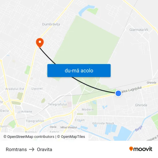 Harta de Ghiroda | Romtrans către Oravita