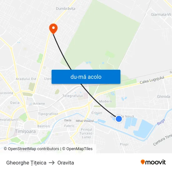 Harta de Gheorghe Țițeica către Oravita