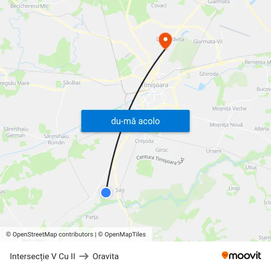 Harta de Intersecție V Cu II către Oravita