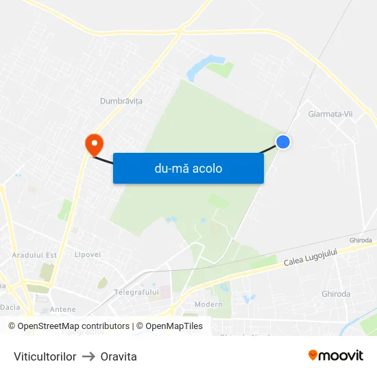 Harta de Viticultorilor către Oravita