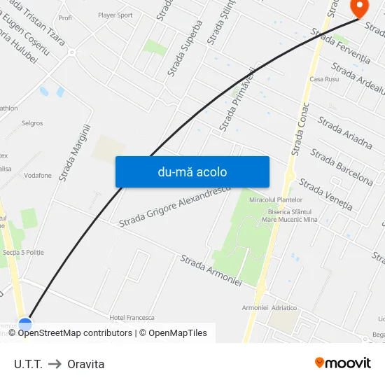 Harta de U.T.T. către Oravita