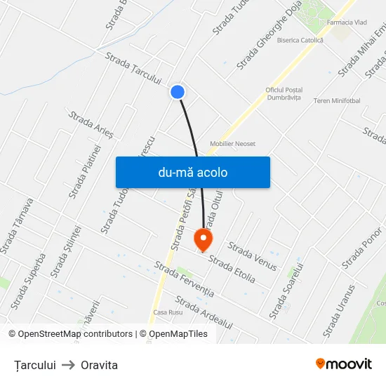 Harta de Țarcului către Oravita