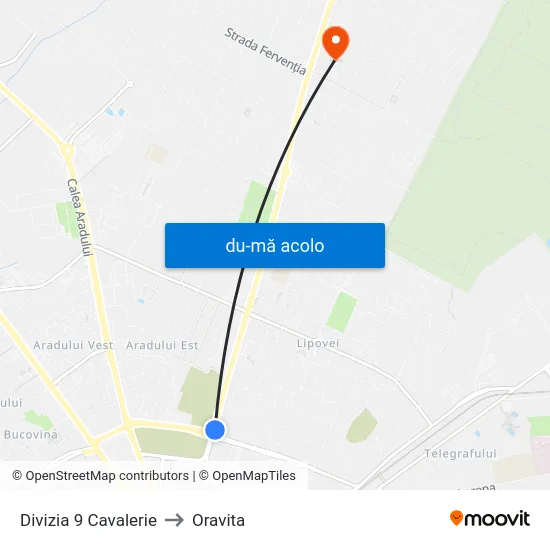 Harta de Divizia 9 Cavalerie către Oravita