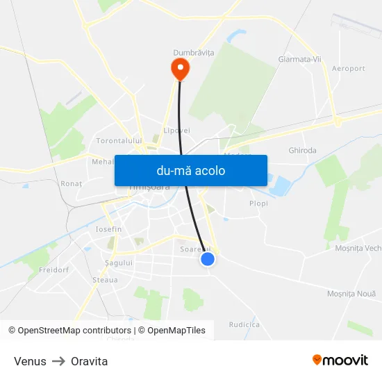 Harta de Venus către Oravita