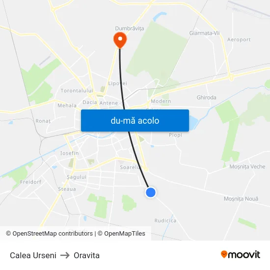 Harta de Calea Urseni către Oravita