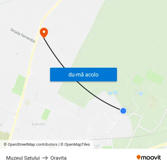 Harta de Muzeul Satului către Oravita