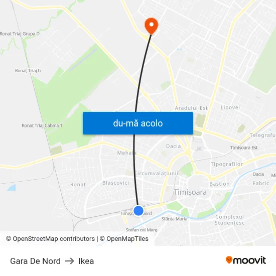 Harta de Gara De Nord către Ikea