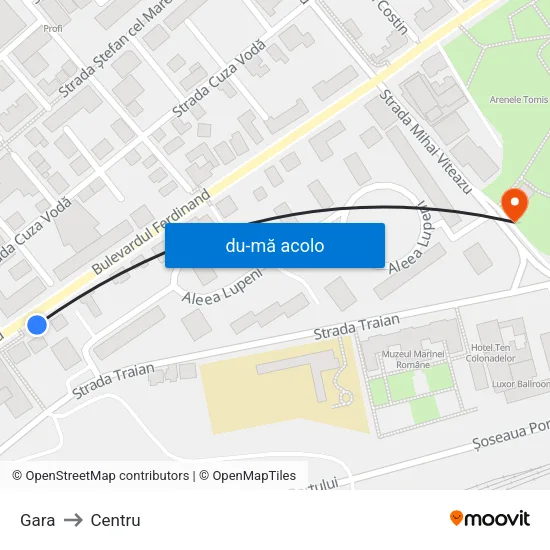 Harta de Gara către Centru