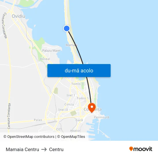 Harta de Mamaia Centru către Centru