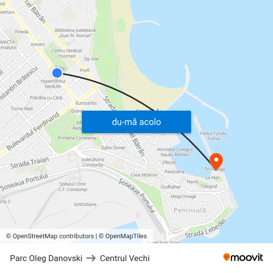 Harta de Parc Oleg Danovski către Centrul Vechi