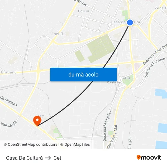 Harta de Casa De Cultură către Cet