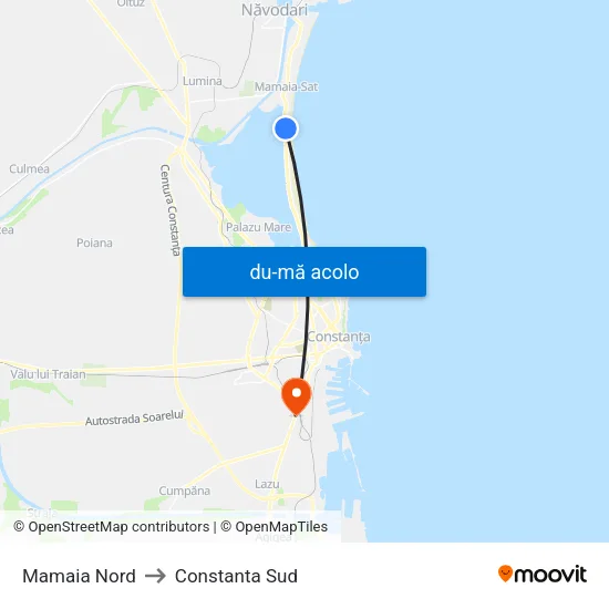 Harta de Mamaia Nord către Constanta Sud