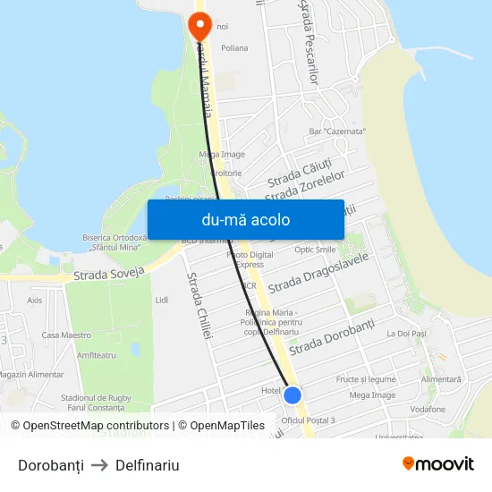 Harta de Dorobanți către Delfinariu
