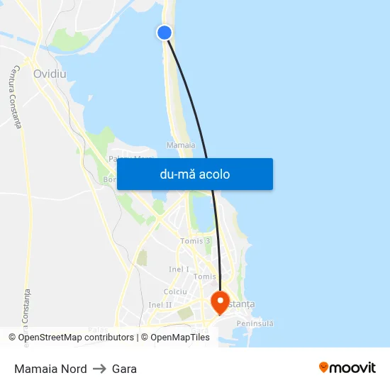 Harta de Mamaia Nord către Gara